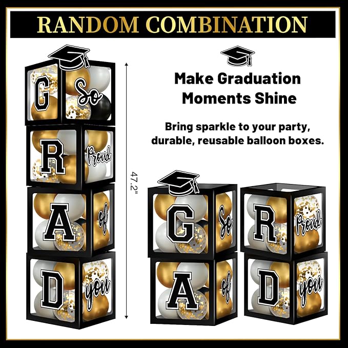 2026 Graduation Decorations, Graduation Party Decorations Graduation Balloons Arch Kit Boxes With Letters 2026 Grad for Middle School High School College ect.