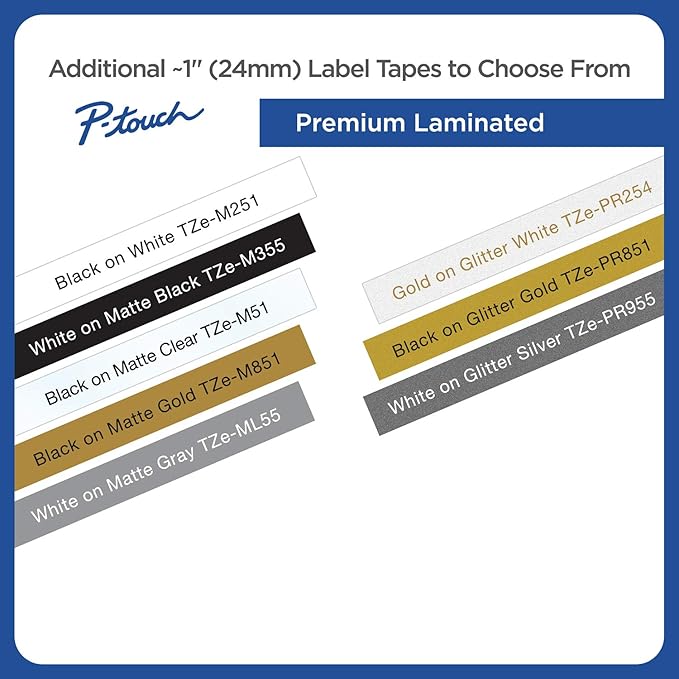 Brother Extra Strength Tape, Laminated Black on Clear, 24mm (Tzes151) - Retail Packaging