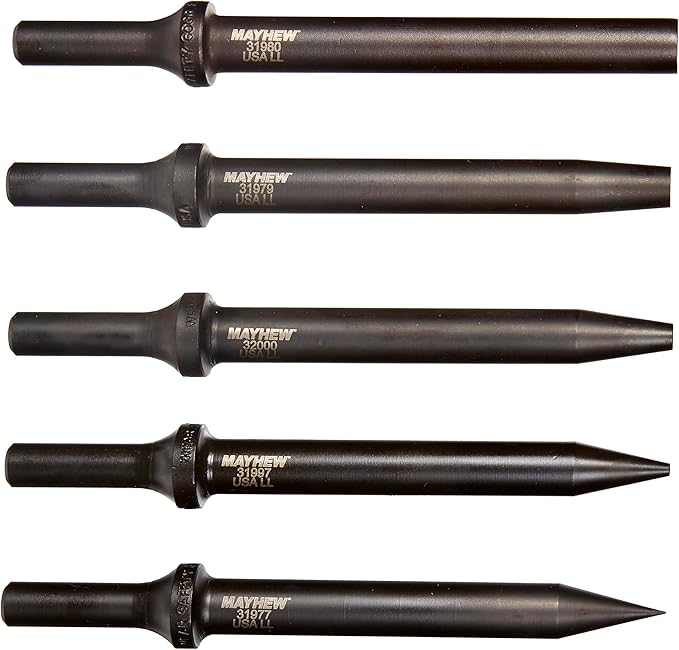 Mayhew Tools 32022 Pneumatic Taper Punch Set, Black Oxide Finish, 5-Piece