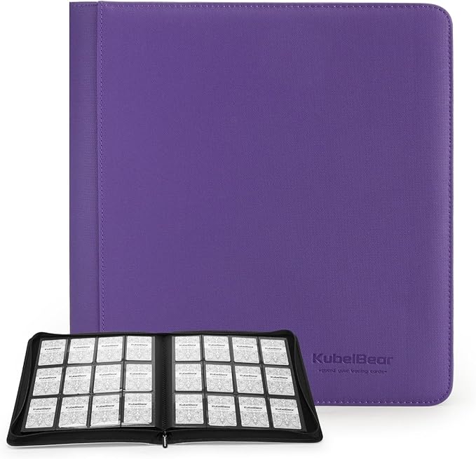 Card Binder – 720 Capacity, Zippered Trading Card Holder for MTG, Sports & Collectible Cards – Acid-Free, Durable & Travel-Friendly Storage (Purple dots, 12 Pocket)