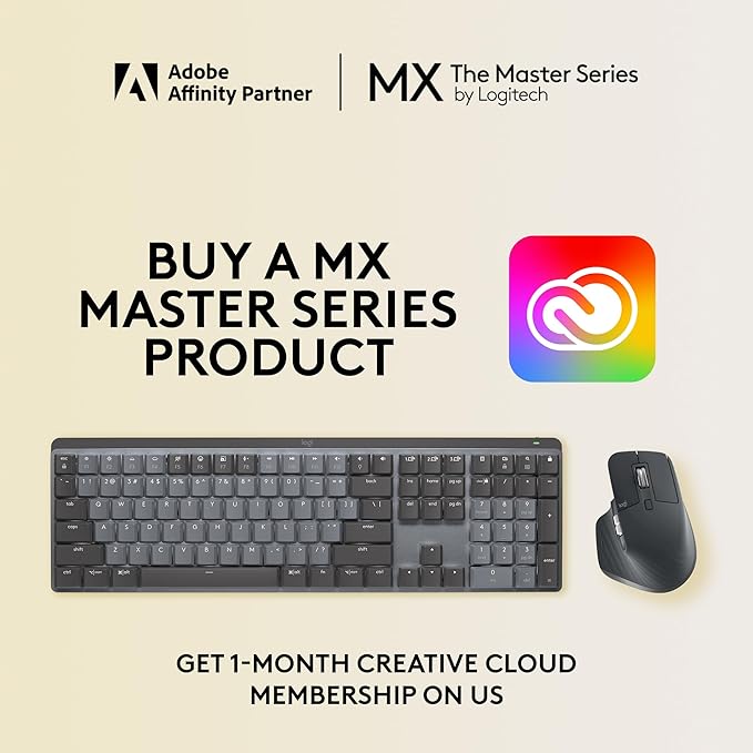 Logitech MX Mechanical Full-Size Illuminated Wireless Keyboard, Linear, and MX Master 3S Performance Wireless Bluetooth Mouse Bundle, macOS, Windows, Linux, iOS, Android