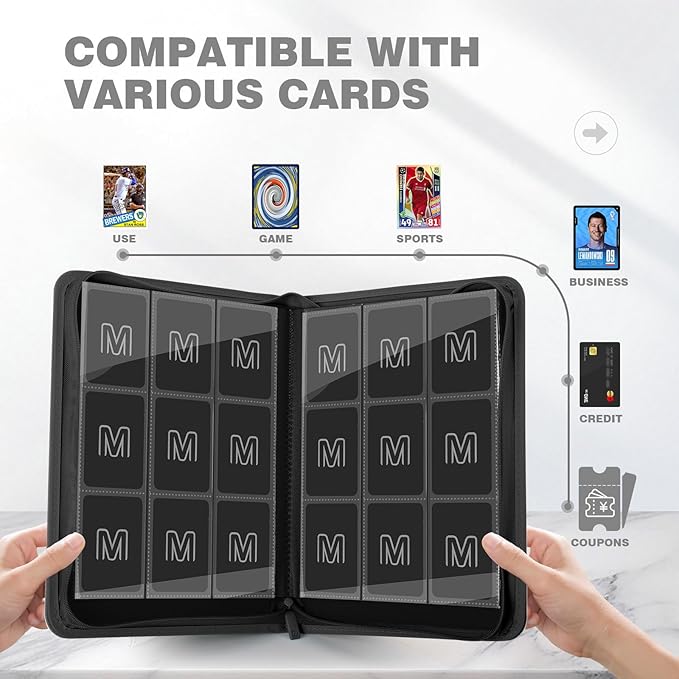 Trading Card Binder with 9 Side Loading Pocket Card Album Hold Up to 540 Cards PU Card Collection Binder, Collectible Albums Card Folder for MTG, TCG, Sports Cards