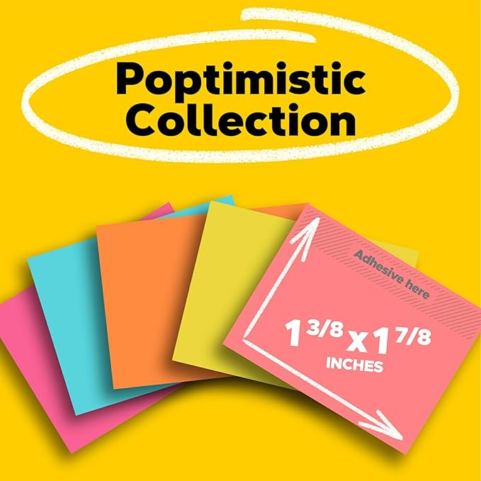 Post-it Mini Notes, 1 3/8 x 1 7/8 in, 24 Pads, America's #1 Favorite Sticky Notes, Poptimistic Post-it Notes, Power Pink, Aqua Blue, Vital Orange, Neon Green, Guava Pink (2 Pack)