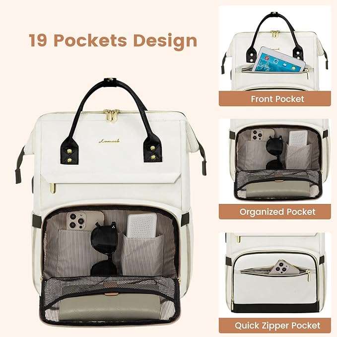 LOVEVOOK Travel Laptop Backpack for Women Fashion Computer Backpack Purse for Work Business Teacher Nurse Bag 15.6-Inch Casual Daypack Airline Approved with USB Port