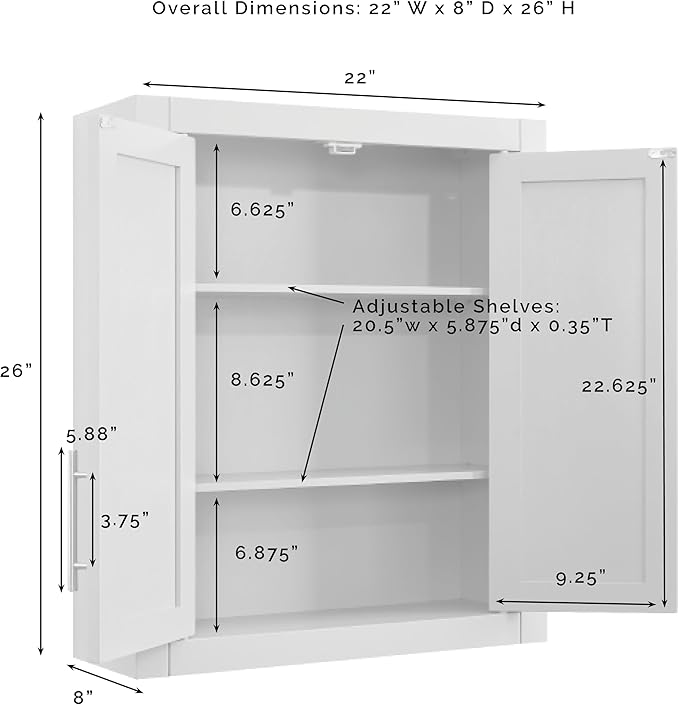 Crosley Furniture Savannah 2-Piece Wall Storage Cabinet, Cabinets for Laundry, Bathroom, Kitchen, White
