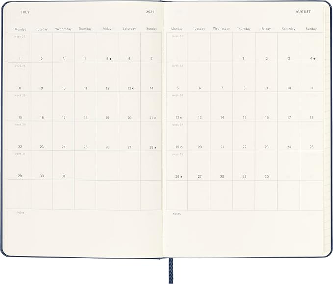Moleskine 2023-2024 Weekly Planner, 18M, Large, Sapphire Blue, Hard Cover (5 x 8.25)