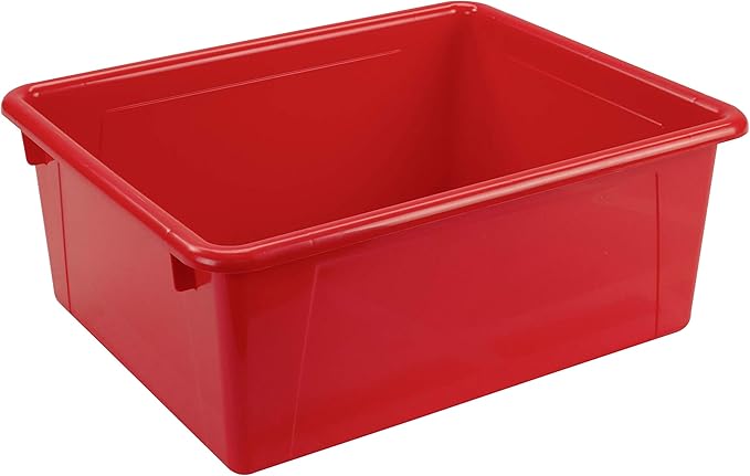 Storex Letter Size Deep Storage Tray – Organizer Bin for Classroom, Office and Home, Red, 5-Pack (62525A05C)