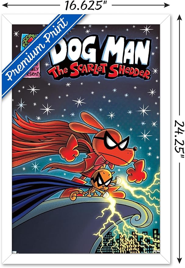 Dog Man - The Scarlet Shedder Wall Poster, 22.4L" x 14.7W", White Framed Version