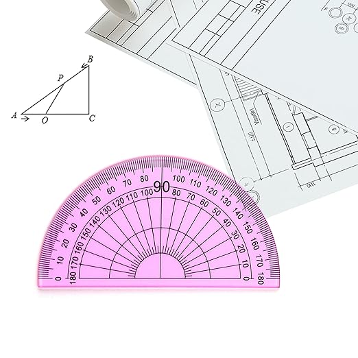 Coopay 12 Inch Math Geometry Tool Plastic Ruler Square Set Includes Straight Ruler, Triangles, Protractor for Student School Office Supplies (Pinkish-Purple)