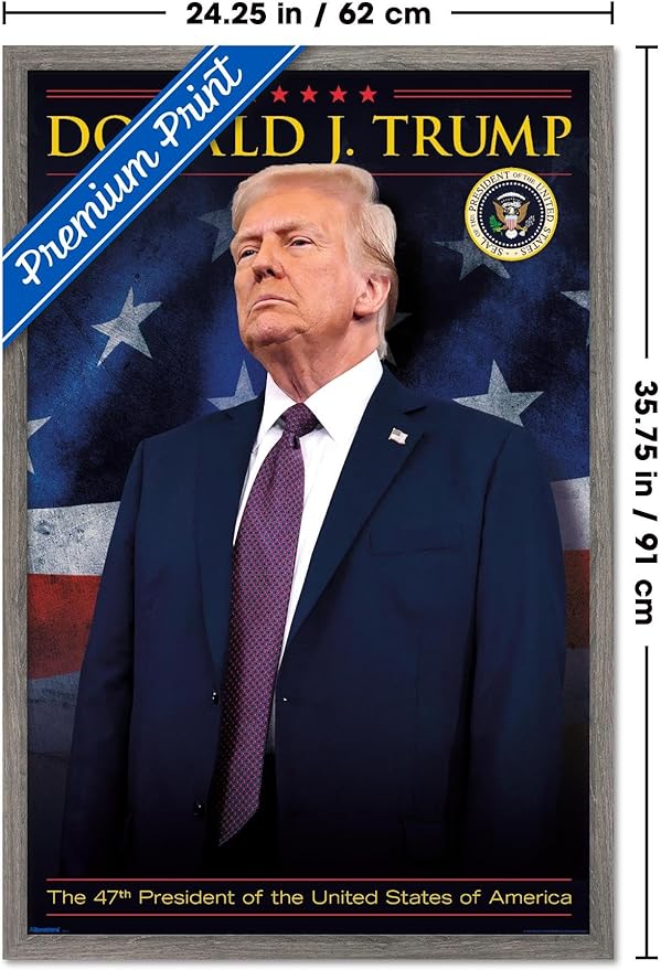President Donald Trump - 47th President Wall Poster, 34L" x 22.4W", Barnwood Framed Version