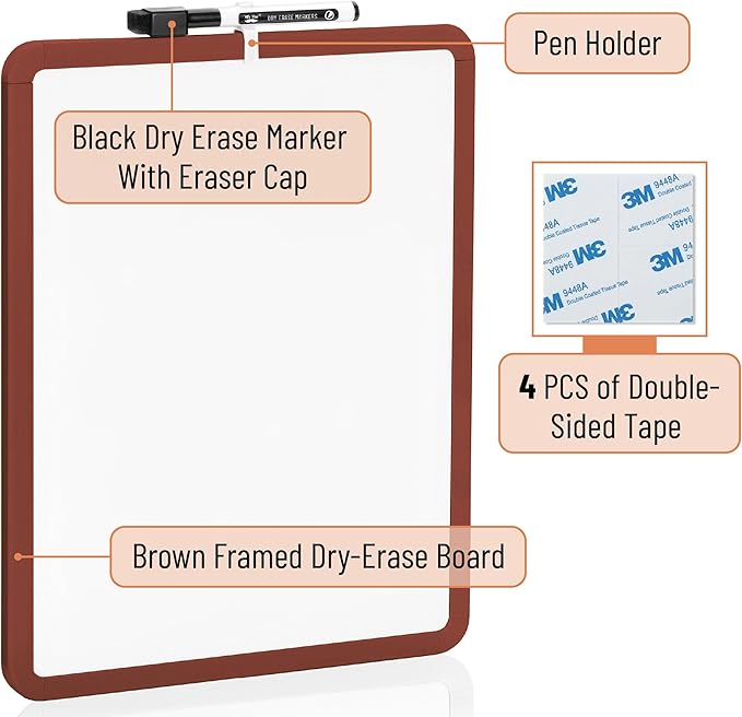 Mr. Pen- Dry Erase Board, 14” x 11” with a Black Dry Erase Marker, Small Mini White Board for Students