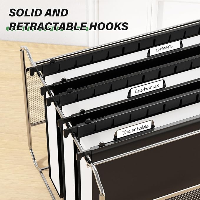 Ansook Plastic Extra Capacity Hanging File Folder,12 Pack Reinforced Letter Size Hanging Folders,Heavy Duty 2 Inch Expansion Filing Cabinet Folders,Black File Organizers for Bulk Files, Medical Charts