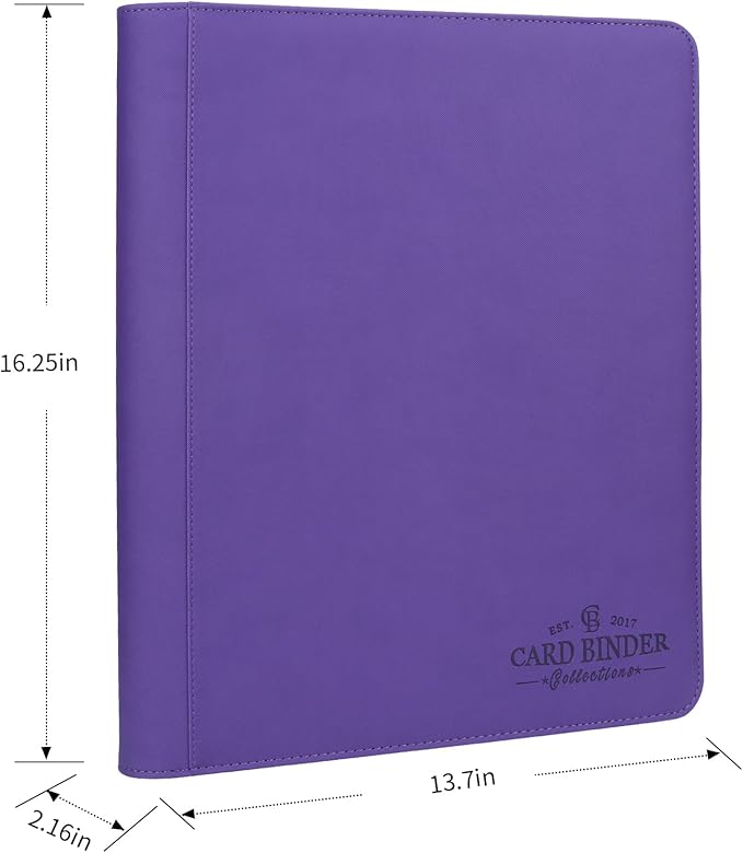 Toploader Binder,Toploader Hard Cases, 9-Pocket Pages Sleeves Hold up 288 Cards.Toploader Card Binder with Sleeves for “3×4” rigid，Card Holder(purple)