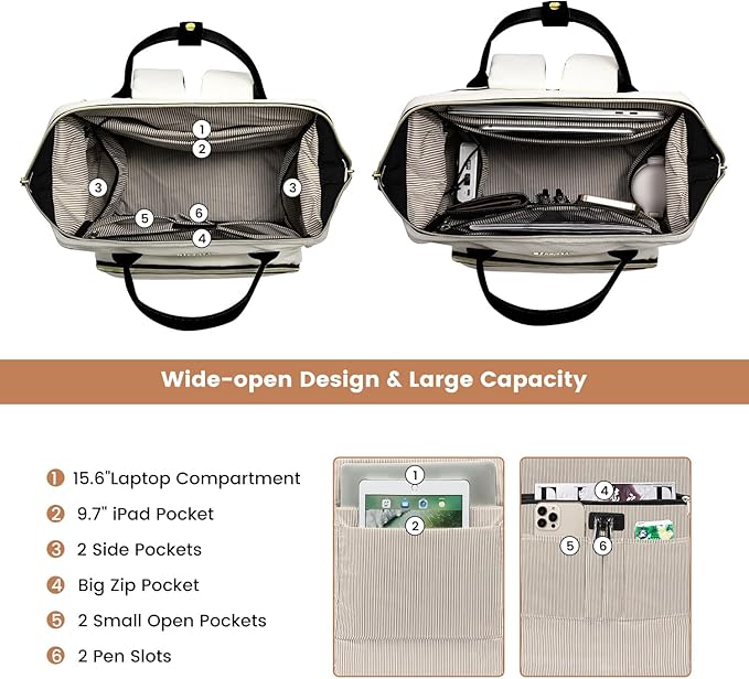 LOVEVOOK Travel Laptop Backpack for Women Fashion Computer Backpack Purse for Work Business Teacher Nurse Bag 15.6-Inch Casual Daypack Airline Approved with USB Port