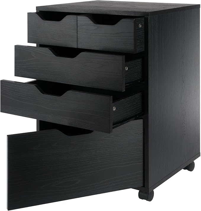 Winsome Halifax Bins & Drawers Mobile Storage Cabinet, for Home Office, Black