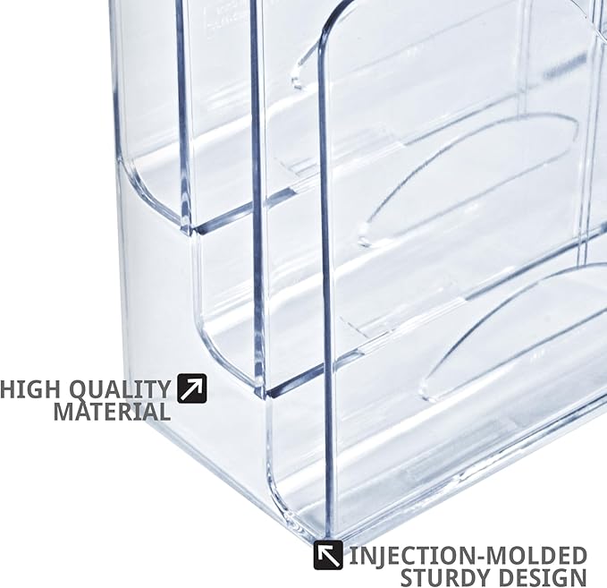 Azar Displays 250099 Three Tier File and Brochure Desktop Wall Organizer Holder with Dividers Brochure Display Stand Acrylic Holder, Fits 8.5" x 11" Files, Clear, 1 Pack
