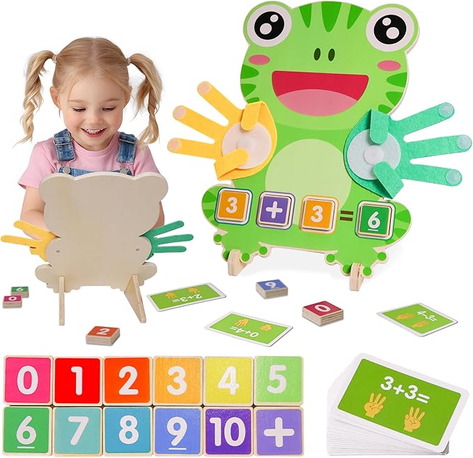 Preschool Learning Toys for Toddlers 3 4 5 Years, Finger Counting Number Blocks for Kids, Educational Math manipulatives Toys, Preschool Wood Homeschool Educational Math Toy for Boys Girls.
