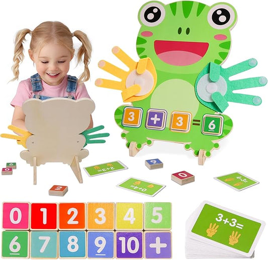 Preschool Learning Toys for Toddlers 3 4 5 Years, Finger Counting Number Blocks for Kids, Educational Math manipulatives Toys, Preschool Wood Homeschool Educational Math Toy for Boys Girls.