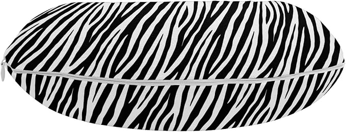 Ambesonne Zebra Print Travel Pillow Neck Rest, Repeating Animal Skin Ornament Jungle Savage Animal Savannah Life, Memory Foam Traveling Accessory for Airplane and Car, 12", Black Charcoal