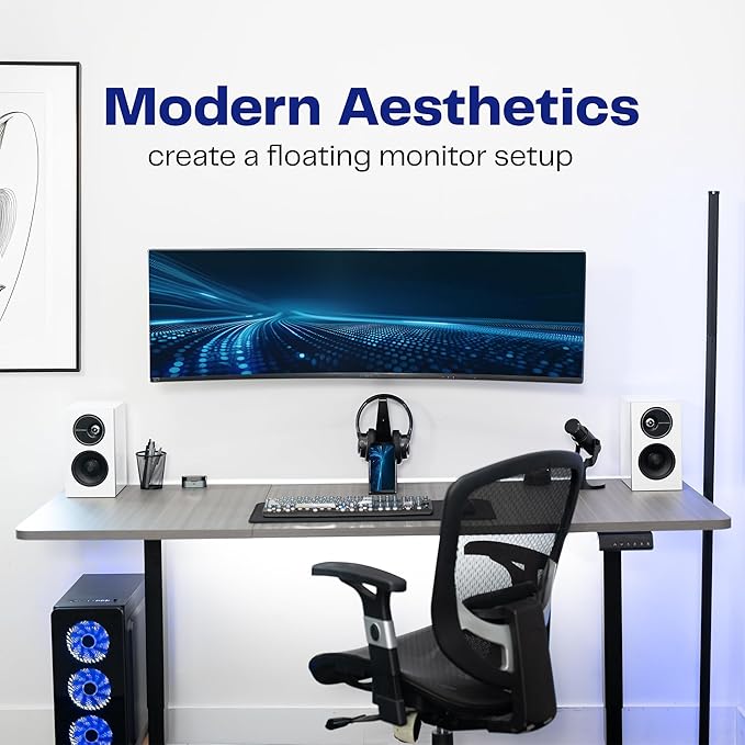 VIVO Full Motion Ultrawide Monitor Wall Mount, Fits Ultra-Wide Screens up to 49 inches and 44 lbs, Tilt and Swivel Arm, White, MOUNT-VW01MW