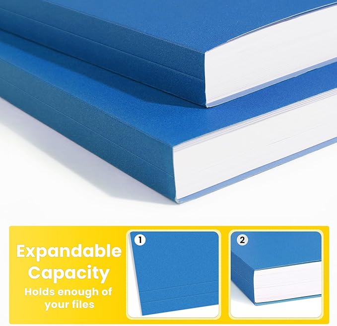 SUNEE File Folders Letter Size Blue, 100 Pack Manilla Folders 8.5 x 11 1/3-Cut Tabs, Colored File Folders Office Home School for Documents Files Paper