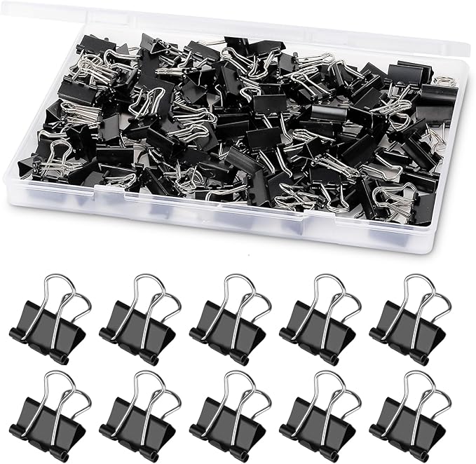 Ufmarine 240 Pcs Mini Binder Clips, Small Binder Clips, 15mm Black Clips for Office