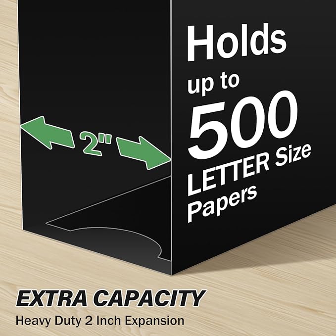Ansook Plastic Extra Capacity Hanging File Folder,12 Pack Reinforced Letter Size Hanging Folders,Heavy Duty 2 Inch Expansion Filing Cabinet Folders,Black File Organizers for Bulk Files, Medical Charts