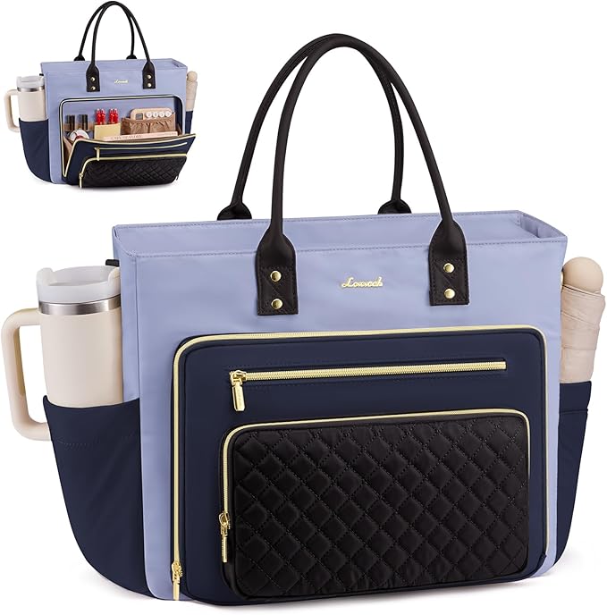 LOVEVOOK Laptop Tote Bag for Women, Teacher Work Bags Computer Laptop Bag, Nurse Bags With Large Cup Holder, Professional Briefcase Business Large Purses Handbag, Diaper Bag Mother Gift, 17 Inch