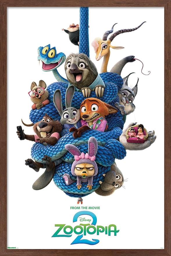 Disney Zootopia 2 (2025) - Group One Sheet Wall Poster, 34L" x 22.4W", Mahogany Framed Version
