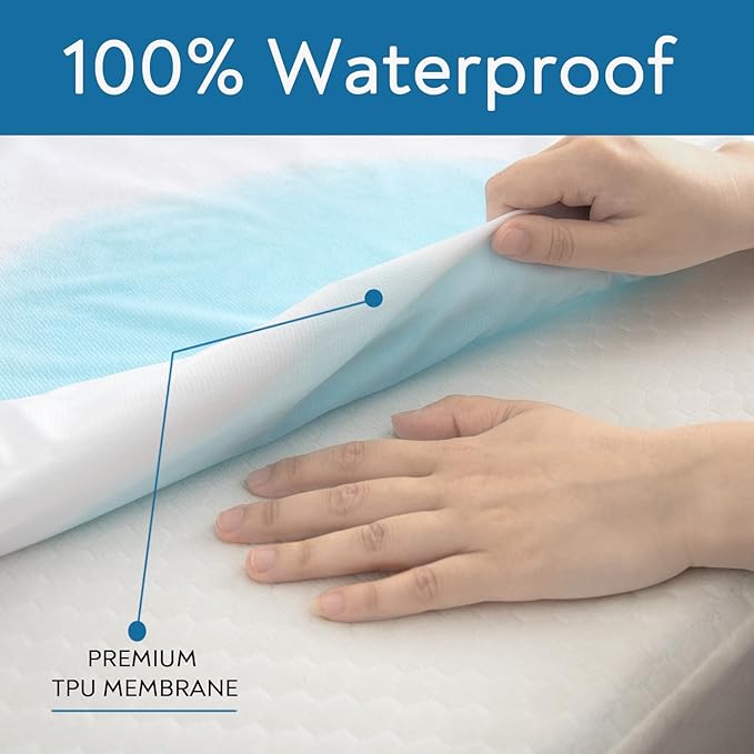 4 Pack Twin Mattress Protector Waterproof Premium Terry Twin Bed Sheets Fitted up to 14'' Ultra Soft and Breathable Mattress Topper Pad Cover Twin Machine Washbale