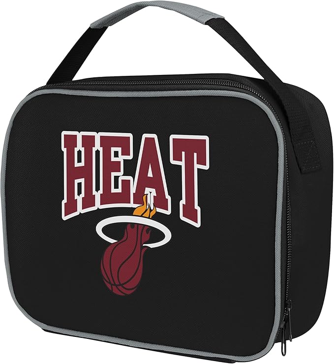 FOCO NBA Unisex-Adult Officially Licensed Wordmark Team Color Big Logo Basketball Zip Closure 7L Lunch Bag - Miami Heat