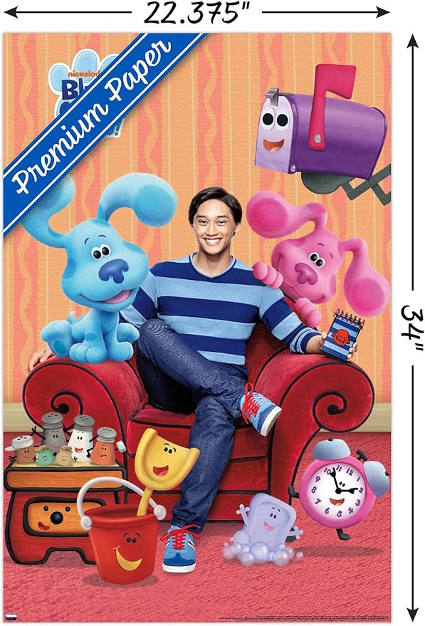 Nickelodeon Blue's Clues - Group Wall Poster, 34L" x 22.4W", Premium Poster & Mount Bundle