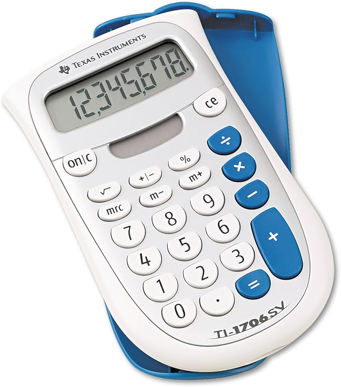 Texas Instruments TI-1706SV Handheld Pocket Calculator, 8-Digit LCD