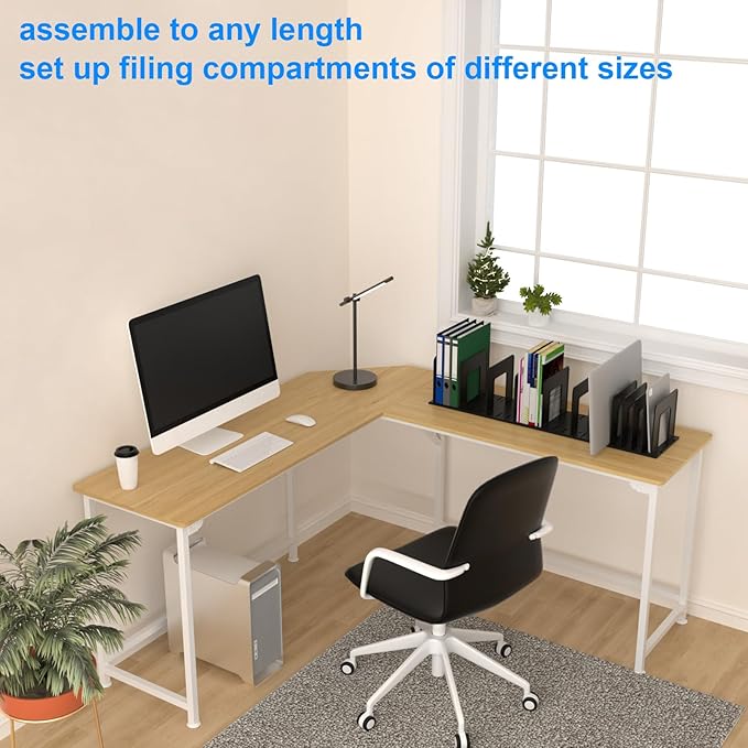 Adjustable Vertical File Sorter Sturdy Plastic Expandable Upright File Holder, Desktop Binder Organizer, School Office Organization Bookshelf Divider, Assemble Easily Endlessly, Pink
