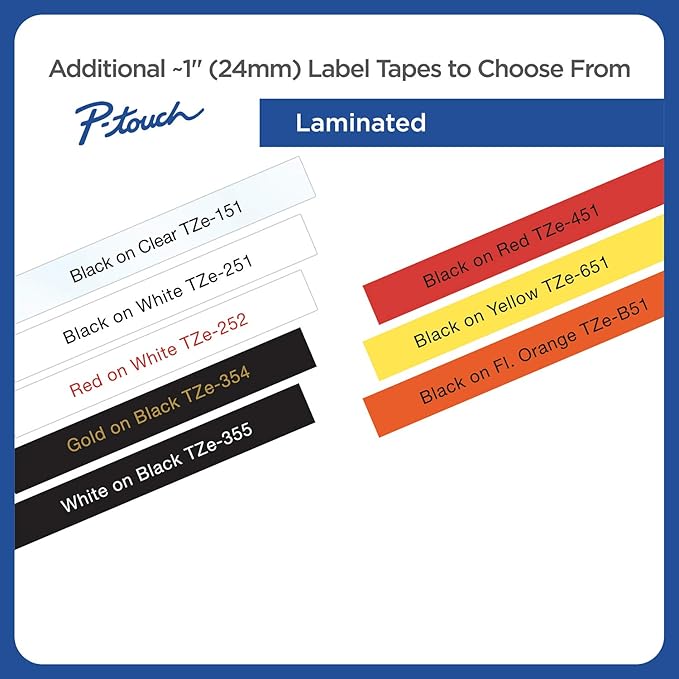 Brother Genuine P-touch TZE-FX651 Tape, 1" (0.94") Wide Flexible-ID Laminated Tape, Black on White, Best Suited for Wire Wrapping and Flagging, Water-Resistant, 0.94" x 26.2' (24mm x 8M), TZE-FX651