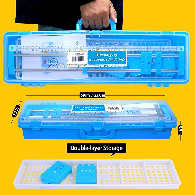 Physics Optics Experiment Kit for Lab - Light Refraction/Reflection, Convex Lens, Pinhole Imaging & Light Primary Colors Exploration Science Educational Set for Hands-On Learning