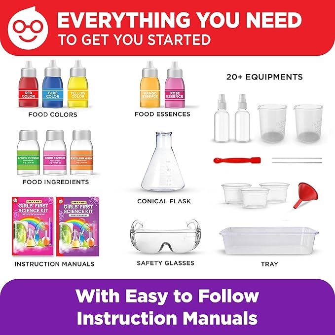 Doctor Jupiter Girls' First Science Kit for Kids Ages 4-5-6-7-8 | Easter, Birthday Gift Ideas for 4+ Year Old Girls | STEM Toy Kit with 100+ Experiments | Learning & Educational Projects