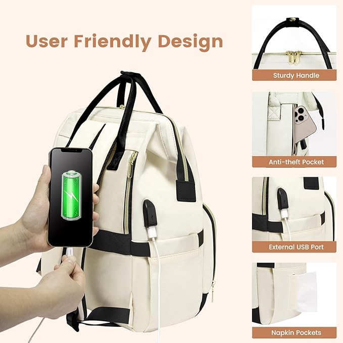 LOVEVOOK Travel Laptop Backpack for Women Fashion Computer Backpack Purse for Work Business Teacher Nurse Bag 15.6-Inch Casual Daypack Airline Approved with USB Port