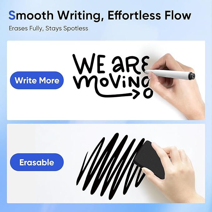 VUSIGN 24" x 18" Magnetic Whiteboard for Wall, Dry Erase Board with Silver Frame, Hanging White Board for Office, Home, School - Includes 1 Eraser, 2 Multicolor Markers & 4 Magnets