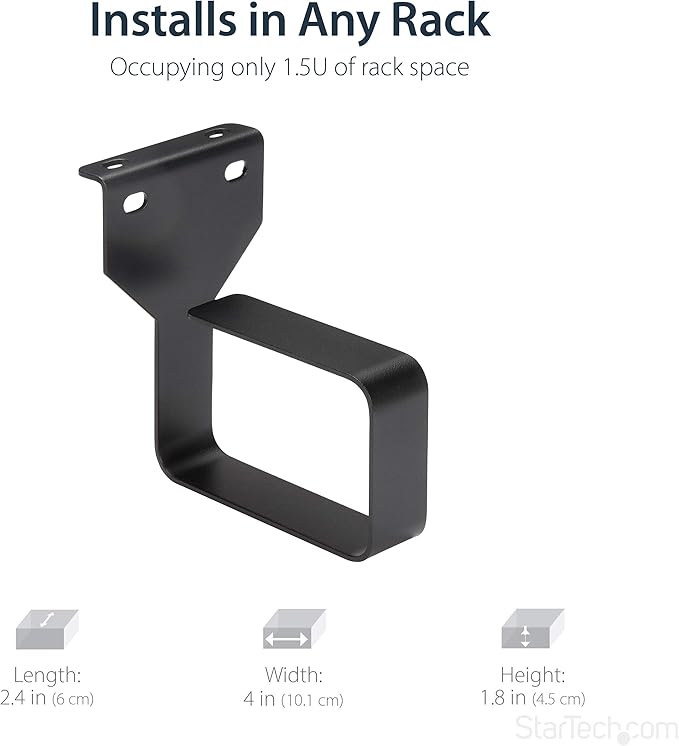 StarTech 1.5U Multi-Directional Vertical 2.4 x 3.9in (6 x 10cm) Server Rack Cable Management D-Ring Hook; Network Rack-Mount Cord Organizer; Cable Manager for 19" and 10" Cabinets