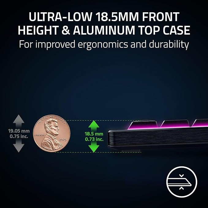 Razer BlackWidow V4 Low Profile TKL HyperSpeed Wireless Gaming Keyboard: Green Mechanical Switches - 2.4GHz Wireless & Bluetooth - Multi-Function Roller - 3 Control Buttons - Long Battery Life