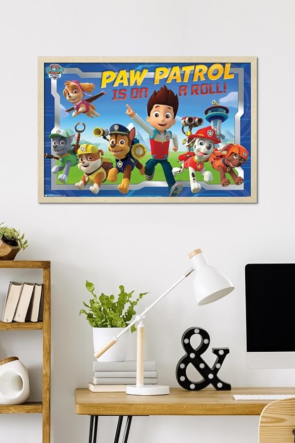 Nickelodeon Paw Patrol - Crew Wall Poster, 34L" x 22.4W", Blonde Framed Version