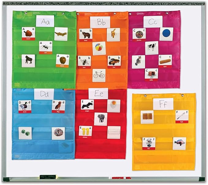 Learning Resources Magnetic Pocket Chart Squares, Set of 6 - Organization Center Pocket Chart for Classroom, Charts for Classroom, Magnetic Sentence Strip Pockets for Teachers