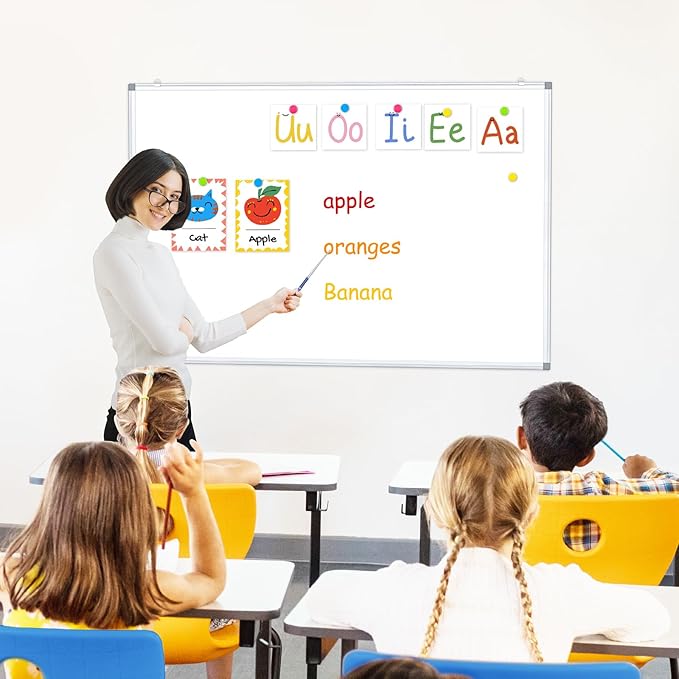 DOLLAR BOSS Dry Erase Board, 36 x 24 Inch Double-Sided Magnetic Whiteboard for Wall Silver Aluminum Frame for Office School Home with 8 Magnets 4 Markers 1 Eraser 1 Detachable Pen Tray