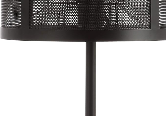 JONATHAN Y 25" Black Minimalist Metal LED Table Lamp, Modern Industrial Iron Desk Lamp for Living Room Bedroom, Round Metal Screen Drum Shade, LED Bulb Included JYL1102A