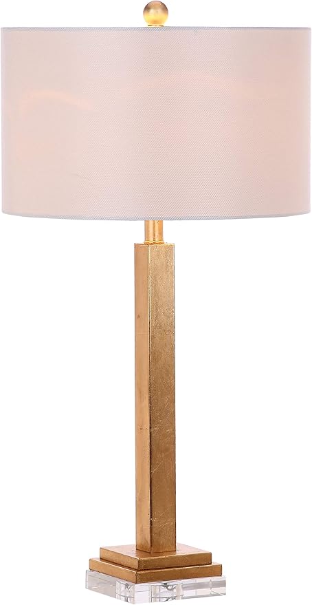 SAFAVIEH Lighting Collection Perri Farmhouse Gold/ Crystal Base 30-inch Bedroom Living Room Home Office Desk Nightstand Table Lamp Set of 2 (LED Bulbs Included)