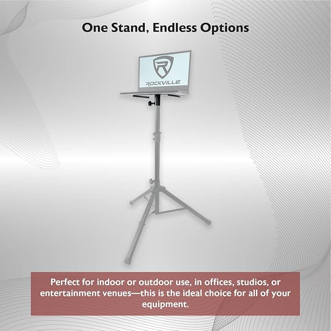 Rockville ACC4 Monitor/Laptop Projector Shelf for 35mm Speaker Stand, 66lb Capacity, EVA-Lined, Easy Adjustment, Perfect for Studio Monitors, Laptops