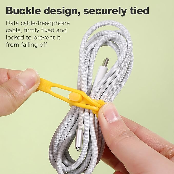 CoguZed 30Pcs Silicone Cable Ties, Reusable Cable Management Organizer, Multipurpose Elastic Cord Organizer for Bundling and Fastening Cables, Wires, Charger, Home, Office, Kitchen, School (5 Colors)