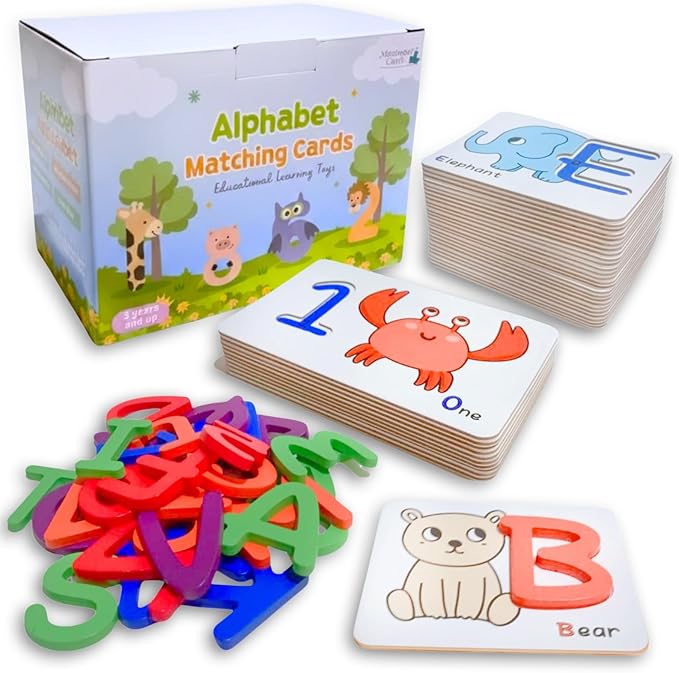 Alphabet Flash Cards for Kids Ages 3-8 – Number and Letter Flash Cards – Montessori Alphabet Puzzle & Matching Game – Letter Recognition for Kindergarten & Preschool Learning