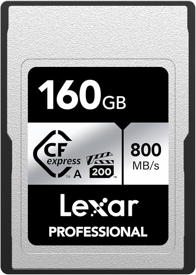 Lexar 160GB Professional CFexpress Type A SILVER Series Memory Card, Compatible with Sony Cameras w/ Type A Card Slot, Up to 800/700 MB/s Read/Write, 8K Video, VPG 200 (LCAEXSL160G-RNENG)